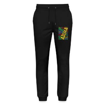 Adima nuage de mots collage mot art t-shirt - Pantalon de jogging bio MOVER Stanley/Stella unisexe - noir - Devant - Marisol (170cm) & Nik (191cm)