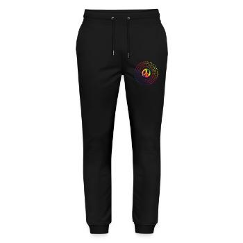 vibrating peace symbol in bright colors - Stanley/Stella Mover Unisex Organic Jogging Trousers - black - Front - Marisol (170cm) & Nik (191cm)