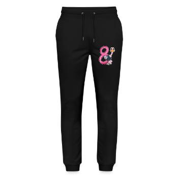 Bouquet motif 8e anniversaire - huit ans - Pantalon de jogging bio MOVER Stanley/Stella unisexe - noir - Devant - Marisol (170cm) & Nik (191cm)