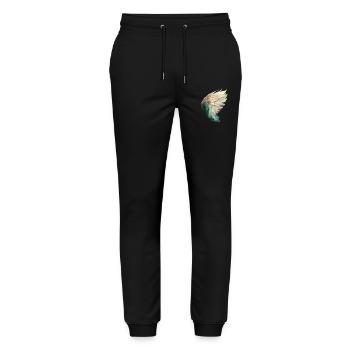 Elegant pastel bird wing - Stanley/Stella Mover Unisex Organic Jogging Trousers - black - Front - Marisol (170cm) & Nik (191cm)