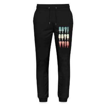 Ice cream cone and water ice cream - Stanley/Stella Mover Unisex Organic Jogging Trousers - black - Front - Marisol (170cm) & Nik (191cm)