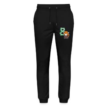 8ème anniversaire Motif Red Panda - huit ans - Pantalon de jogging bio MOVER Stanley/Stella unisexe - noir - Devant - Marisol (170cm) & Nik (191cm)