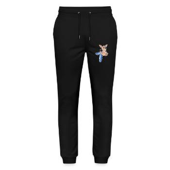 7th Birthday Motif Kangaroo - Seven Years - Stanley/Stella Mover Unisex Organic Jogging Trousers - black - Front - Marisol (170cm) & Nik (191cm)