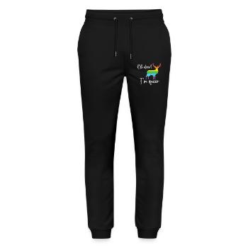 Pride Month LGBTQ - Oh Deer I'm Queer! - Stanley/Stella Mover Unisex Organic Jogging Trousers - black - Front - Marisol (170cm) & Nik (191cm)