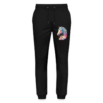 Cheval fleur - Pantalon de jogging bio MOVER Stanley/Stella unisexe - noir - Devant - Marisol (170cm) & Nik (191cm)