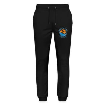 Born to surf forced to work - Surfing Lover Tee - Stanley/Stella Mover Unisex Organic Jogging Trousers - black - Front - Marisol (170cm) & Nik (191cm)