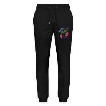 Back to the 90s with DJ - Stanley/Stella Mover Unisex Organic Jogging Trousers - black - Front - Marisol (170cm) & Nik (191cm)