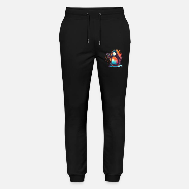 Penguin with pulled kolt - Stanley/Stella Mover Unisex Organic Jogging Trousers - black
