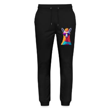 Retro Alpaca Rebellion - Stanley/Stella Mover Unisex Organic Jogging Trousers - black - Front - Marisol (170cm) & Nik (191cm)