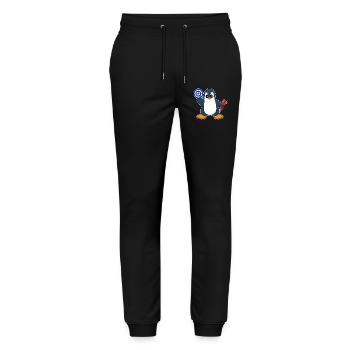 Cible de fléchettes Penguin Dart - Pantalon de jogging bio MOVER Stanley/Stella unisexe - noir - Devant - Marisol (170cm) & Nik (191cm)