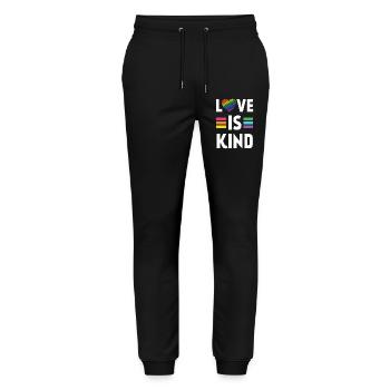 Mois de la fierté LGBT - Love is Kind - Pantalon de jogging bio MOVER Stanley/Stella unisexe - noir - Devant - Marisol (170cm) & Nik (191cm)