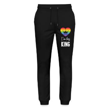 Pride Month LGBT - Ich bin sein König - Stanley/Stella Unisex Bio Jogginghose Mover  - Schwarz - Vorne - Marisol (170cm) & Nik (191cm)