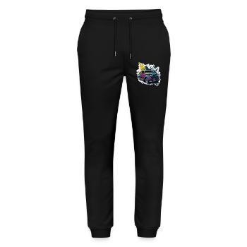 Éclaboussure de voiture vintage colorée - Pantalon de jogging bio MOVER Stanley/Stella unisexe - noir - Devant - Marisol (170cm) & Nik (191cm)