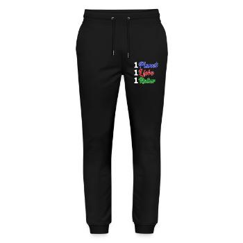 Natur Erde Umwelt Umweltfreundlich Statement - Stanley/Stella Unisex Bio Jogginghose Mover  - Schwarz - Vorne - Marisol (170cm) & Nik (191cm)