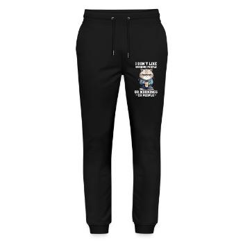 i dont like morning people Cat coffee - Stanley/Stella Unisex Bio Jogginghose Mover  - Schwarz - Vorne - Marisol (170cm) & Nik (191cm)