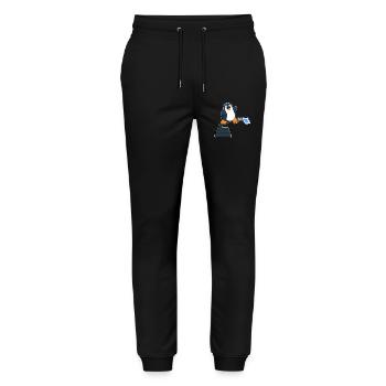 Penguin Firefighter Fire Hose Fire Brigade - Stanley/Stella Mover Unisex Organic Jogging Trousers - black - Front - Marisol (170cm) & Nik (191cm)