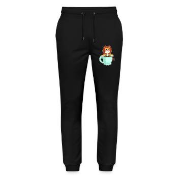 Lion cup of coffee - Stanley/Stella Mover Unisex Organic Jogging Trousers - black - Front - Marisol (170cm) & Nik (191cm)