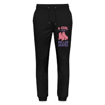 Une fille avec des patins à roulettes - Pantalon de jogging bio MOVER Stanley/Stella unisexe - noir - Devant - Marisol (170cm) & Nik (191cm)