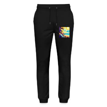 Tropical retro beach and sunshine - Stanley/Stella Mover Unisex Organic Jogging Trousers - black - Front - Marisol (170cm) & Nik (191cm)