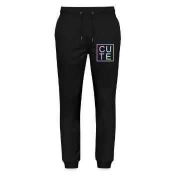 CUTE Pastell-Farbverlaufsbuchstaben - Stanley/Stella Unisex Bio Jogginghose Mover  - Schwarz - Vorne - Marisol (170cm) & Nik (191cm)