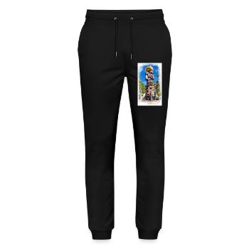Kunterbunter Turm beim Kuchlbauer - Stanley/Stella Unisex Bio Jogginghose Mover  - Schwarz - Vorne - Marisol (170cm) & Nik (191cm)