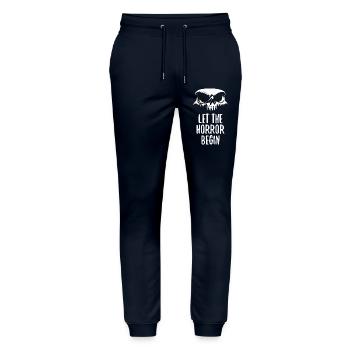 Lass den Horror beginnen - Stanley/Stella Unisex Bio Jogginghose Mover  - Navy - Vorne - Marisol (170cm) & Nik (191cm)