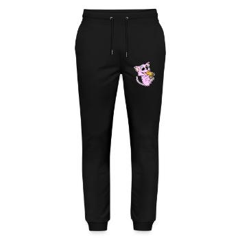 Sphynx Katze Pizza - Stanley/Stella Unisex Bio Jogginghose Mover  - Schwarz - Vorne - Marisol (170cm) & Nik (191cm)