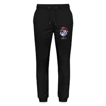 Santa Claus with Eye Patch Knitting Pattern - Stanley/Stella Mover Unisex Organic Jogging Trousers - black - Front - Marisol (170cm) & Nik (191cm)