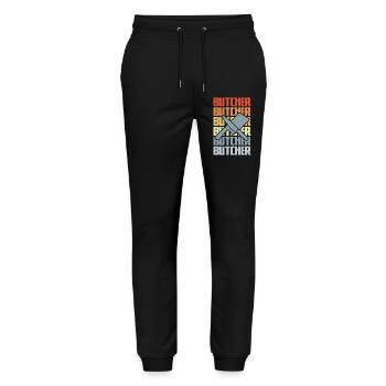 Retro Butcher - Stanley/Stella Mover Unisex Organic Jogging Trousers - black - Front - Marisol (170cm) & Nik (191cm)