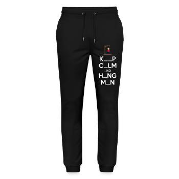 Bewahren Sie Ruhe und Galgenmännchen - Stanley/Stella Unisex Bio Jogginghose Mover  - Schwarz - Vorne - Marisol (170cm) & Nik (191cm)