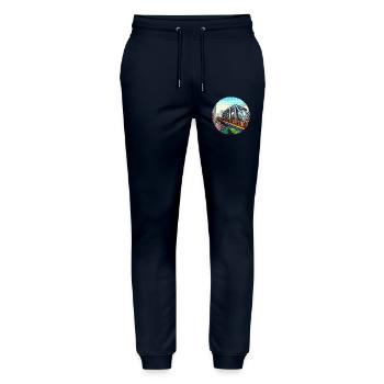 Comic Brücke in Stadt - Stanley/Stella Unisex Bio Jogginghose Mover  - Navy - Vorne - Marisol (170cm) & Nik (191cm)