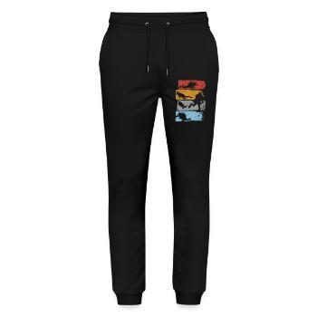 Aquatic Silhouette Stripes - Stanley/Stella Mover Unisex Organic Jogging Trousers - black - Front - Marisol (170cm) & Nik (191cm)