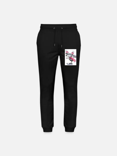 Festliche Maus mit Weihnachtsmütze - Stanley/Stella Unisex Bio Jogginghose Mover - Schwarz