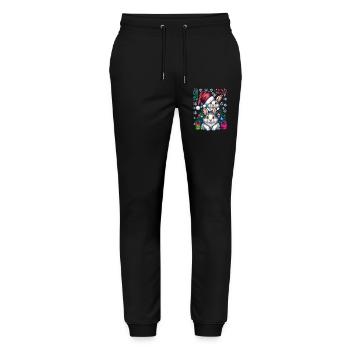 Festliche Osterhasen mit Weihnachtsmütze - Stanley/Stella Unisex Bio Jogginghose Mover  - Schwarz - Vorne - Marisol (170cm) & Nik (191cm)