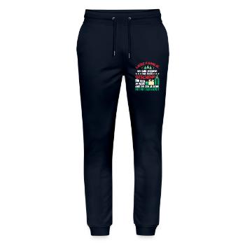 LIEBE FAMILIE Weihnachtsgeschenk Familienspruch - Stanley/Stella Unisex Bio Jogginghose Mover  - Navy - Vorne - Marisol (170cm) & Nik (191cm)