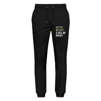 Butter My Butt And Call Me Biscuit Funny Shirt - Stanley/Stella Mover Unisex Organic Jogging Trousers - black - Front - Marisol (170cm) & Nik (191cm)