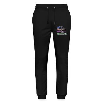 Eat Sleep Game Repeat - Stanley/Stella Unisex Bio Jogginghose Mover  - Schwarz - Vorne - Marisol (170cm) & Nik (191cm)