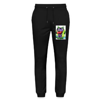 Bunter Cartoon Monster mit Riesenzunge - Stanley/Stella Unisex Bio Jogginghose Mover  - Schwarz - Vorne - Marisol (170cm) & Nik (191cm)