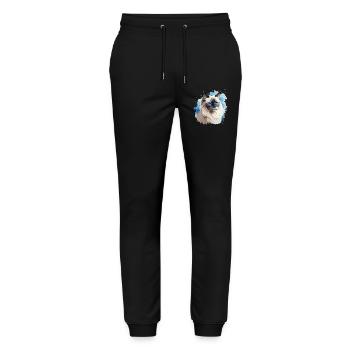 Tête de chat sacré Birman - Pantalon de jogging bio MOVER Stanley/Stella unisexe - noir - Devant - Marisol (170cm) & Nik (191cm)