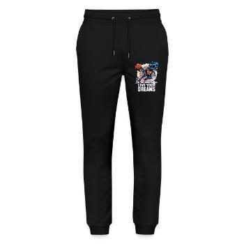 Basketball T-Rex Dinosaurier Träume Geschenk - Stanley/Stella Unisex Bio Jogginghose Mover  - Schwarz - Vorne - Marisol (170cm) & Nik (191cm)