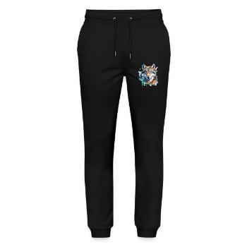 Watercolor Wolf Portrait - Stanley/Stella Mover Unisex Organic Jogging Trousers - black - Front - Marisol (170cm) & Nik (191cm)
