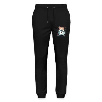 It's time to wake up, cat humor! - Stanley/Stella Mover Unisex Organic Jogging Trousers - black - Front - Marisol (170cm) & Nik (191cm)