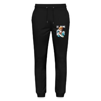 Cat Surfer Catch the Wave - Stanley/Stella Mover Unisex Organic Jogging Trousers - black - Front - Marisol (170cm) & Nik (191cm)