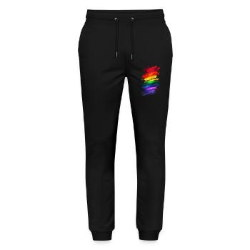 Abstract Rainbow Pride Design - Vibrant art - Stanley/Stella Mover Unisex Organic Jogging Trousers - black - Front - Marisol (170cm) & Nik (191cm)