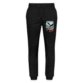 Abenteuerreise USA - Stanley/Stella Unisex Bio Jogginghose Mover  - Schwarz - Vorne - Marisol (170cm) & Nik (191cm)