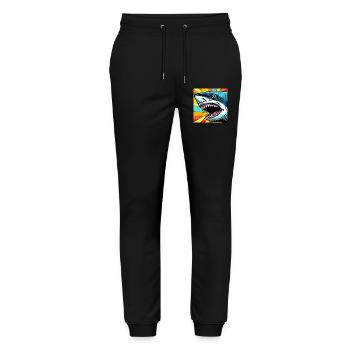 Requin Pop Art - Pantalon de jogging bio MOVER Stanley/Stella unisexe - noir - Devant - Marisol (170cm) & Nik (191cm)
