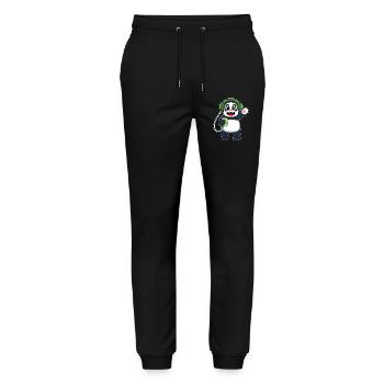 Panda Kopfhörer Musik - Stanley/Stella Unisex Bio Jogginghose Mover  - Schwarz - Vorne - Marisol (170cm) & Nik (191cm)