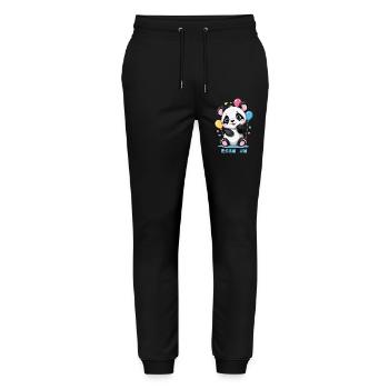 Cute Panda Bear - Stanley/Stella Mover Unisex Organic Jogging Trousers - black - Front - Marisol (170cm) & Nik (191cm)