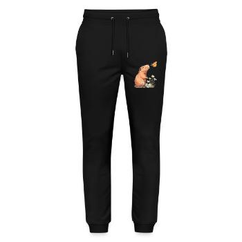 Capybara Butterfly - Stanley/Stella Mover Unisex Organic Jogging Trousers - black - Front - Marisol (170cm) & Nik (191cm)