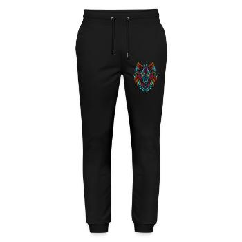 Wolf Tattoo Colorful - Stanley/Stella Mover Unisex Organic Jogging Trousers - black - Front - Marisol (170cm) & Nik (191cm)